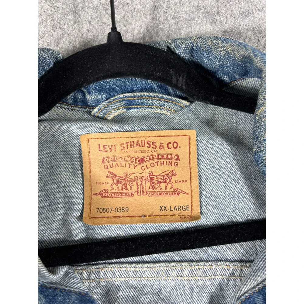 VINTAGE 90s Levis Jean Jacket Mens 2XL Blue Denim Button Up Streetwear Trucker - Picture 6 of 6